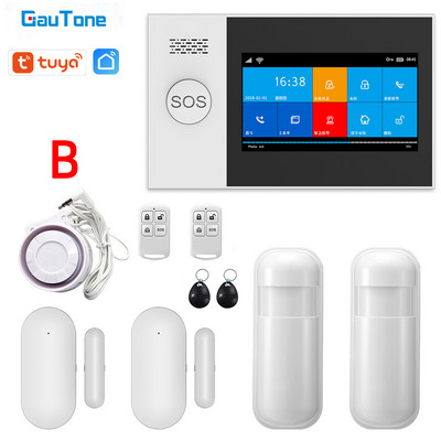 GauTone PG107 4,3-palcový bezpečnostný alarm Wifi GSM alarm systém pre domácnosť s podporou Tuya APP volanie/SMS diaľkové ovládanie