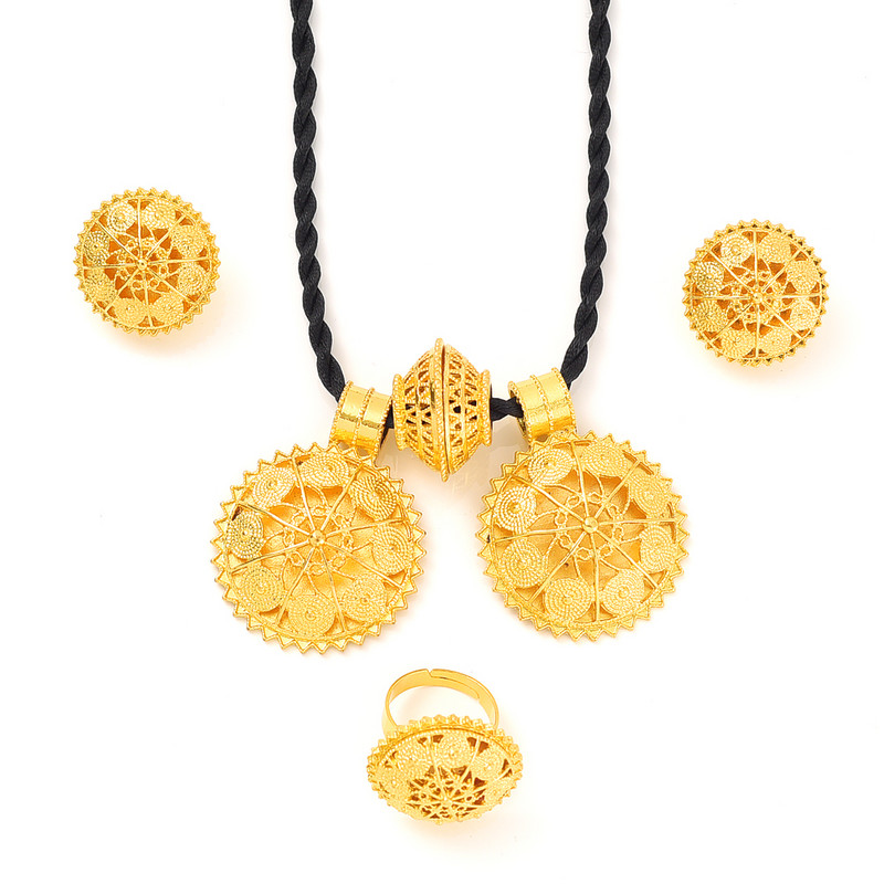 Legújabb etióp ékszerkészletek medál fülbevalók gyűrűk afrikai eritreai habesha esküvői eljegyzési ajándékok