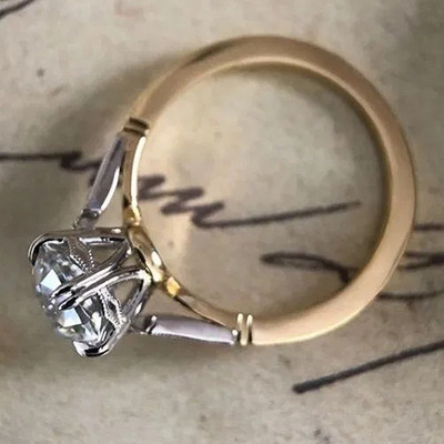 Huitan Decentné okrúhle prstene s kubickým zirkónom pre ženy, svadobný zásnubný prsteň, elegantné doplnky, nové trendy dvojfarebné šperky