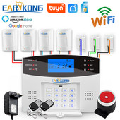 Káblový a bezdrôtový WiFi GSM domáci bezpečnostný alarm proti vlámaniu 433MHz španielčina francúzština angličtina ruština taliančina jazyk interkom aplikácia