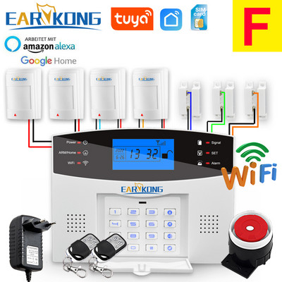 Káblový a bezdrôtový WiFi GSM domáci bezpečnostný alarm proti vlámaniu 433MHz španielčina francúzština angličtina ruština taliančina jazyk interkom aplikácia