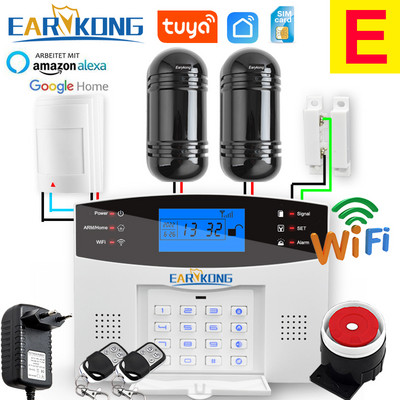 Káblový a bezdrôtový WiFi GSM domáci bezpečnostný alarm proti vlámaniu 433MHz španielčina francúzština angličtina ruština taliančina jazyk interkom aplikácia