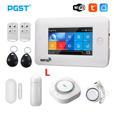 PGST 433MHz Toate ecranele tactile wireless WIFI GSM Card RFID Sistem de alarmă antiefracție Alarma inteligentă pentru securitatea casei TUYA Smart Life