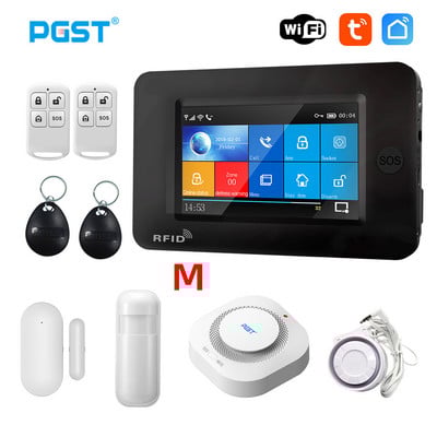 PGST 433MHz Toate ecranele tactile wireless WIFI GSM Card RFID Sistem de alarmă antiefracție Alarma inteligentă pentru securitatea casei TUYA Smart Life