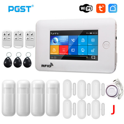 PGST 433MHz Toate ecranele tactile wireless WIFI GSM Card RFID Sistem de alarmă antiefracție Alarma inteligentă pentru securitatea casei TUYA Smart Life