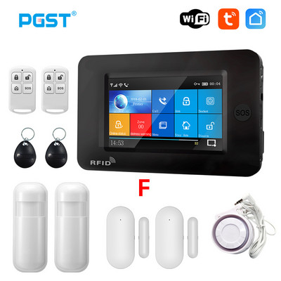 PGST 433MHz Toate ecranele tactile wireless WIFI GSM Card RFID Sistem de alarmă antiefracție Alarma inteligentă pentru securitatea casei TUYA Smart Life