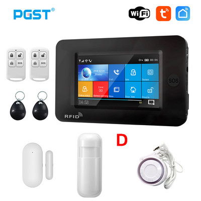 PGST 433MHz Toate ecranele tactile wireless WIFI GSM Card RFID Sistem de alarmă antiefracție Alarma inteligentă pentru securitatea casei TUYA Smart Life