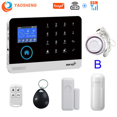 Bezdrôtový 433MHz WIFI GSM domáci bezpečnostný alarm pre aplikáciu Tuya Smart Life so snímačom pohybu kompatibilným s Alexou a Google