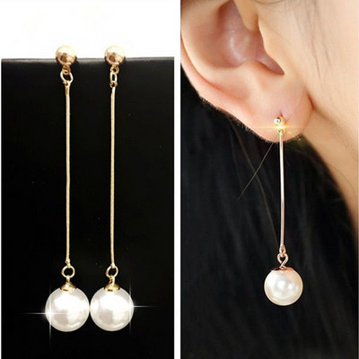 Long Pearl Earrings for Women Korean Fashion Hanging Earrings Gold Color Simulated Pearl Drop Earrings boucle d`oreille