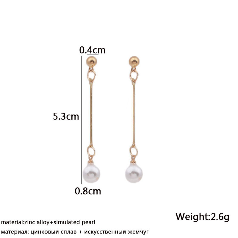 Cercei lungi cu perle pentru femei Cercei agățați la modă coreeană Cercei cu picătură de perle simulate de culoare aurie boucle d'oreille