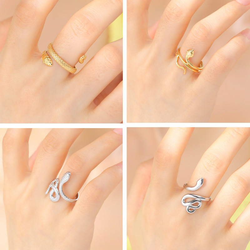 Skyrim kígyógyűrű nőknek férfiaknak punk kígyó rozsdamentes acél arany színű ujjgyűrűk 2023 divatékszer buli ajándék nagykereskedés