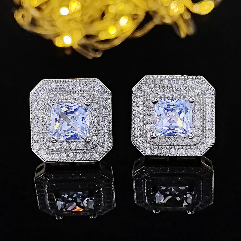 2023 Roz Argintiu Culoare India Dubai Set de bijuterii Cercei cu zircon tăiat prințesă și colier pandantiv Cadouri de nuntă J1400