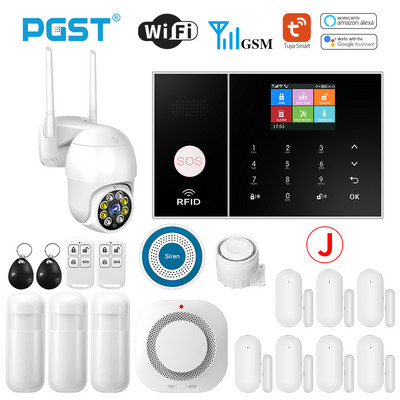 Σύστημα συναγερμού PGST Smart Life για οικιακό σύστημα συναγερμού WIFI GSM με πόρτα και αισθητήρα κίνησης Tuya Έξυπνη εφαρμογή ελέγχου λειτουργίας Alexa