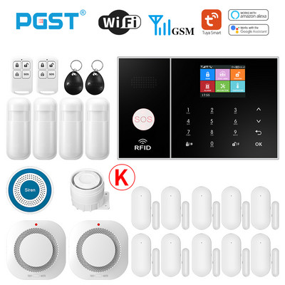 Σύστημα συναγερμού PGST Smart Life για οικιακό σύστημα συναγερμού WIFI GSM με πόρτα και αισθητήρα κίνησης Tuya Έξυπνη εφαρμογή ελέγχου λειτουργίας Alexa