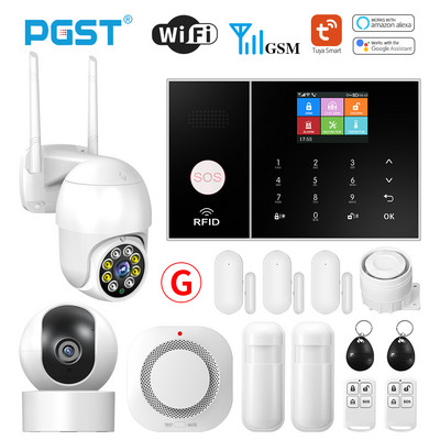 Σύστημα συναγερμού PGST Smart Life για οικιακό σύστημα συναγερμού WIFI GSM με πόρτα και αισθητήρα κίνησης Tuya Έξυπνη εφαρμογή ελέγχου λειτουργίας Alexa