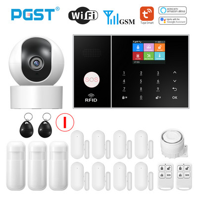 Σύστημα συναγερμού PGST Smart Life για οικιακό σύστημα συναγερμού WIFI GSM με πόρτα και αισθητήρα κίνησης Tuya Έξυπνη εφαρμογή ελέγχου λειτουργίας Alexa