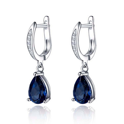 Huitan Gorgeous Water Drop Shape Blue Cubic Zirconia Drop σκουλαρίκια για Γυναικεία βραδινό πάρτι Κομψά αξεσουάρ Κλασικό κόσμημα