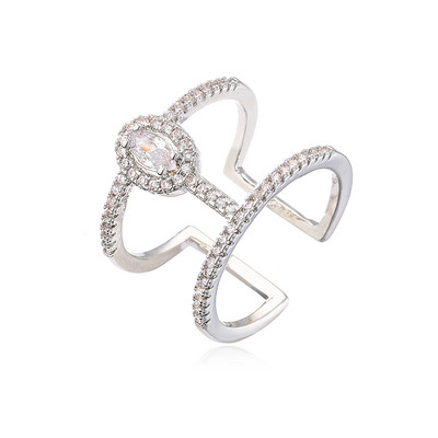 NOVÝ KÚP Moderné zlaté farebné medené geometrické šperky luxusné AAA kubické zirkónové snubné prsteň pre elegantné ženy zásnubný darček