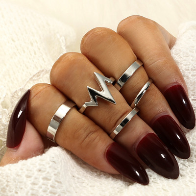 15kom/komplet Lotosov cvijet, crni kamenčić, gotički estetski vintage starinski srebrni setovi prstenja za žene, muškarce, prstenje, nakit