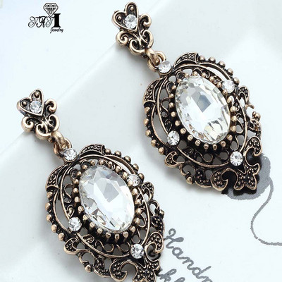 YaYi Šperky Módne farebné sklenené krištáľové kamienky visiace krištáľové dámske staroveké strieborné farebné náušnice so strapcami