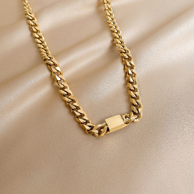 Colier cu lanț cubanez DIEYURO din oțel inoxidabil 316L cu cusături rotunde, design de modă pentru femei, pentru petrecere punk, de vânzare fierbinte, decorare bijuterii