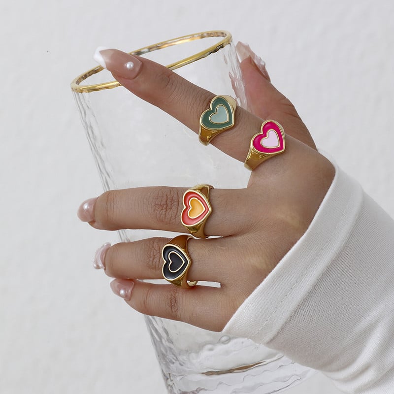 Lost Lady Heart Inel Inel de metal de calitate superioară Moda Moda Bijuterii multicolore Petrecere de nunta Prietena Prezent En-gros Bijoux
