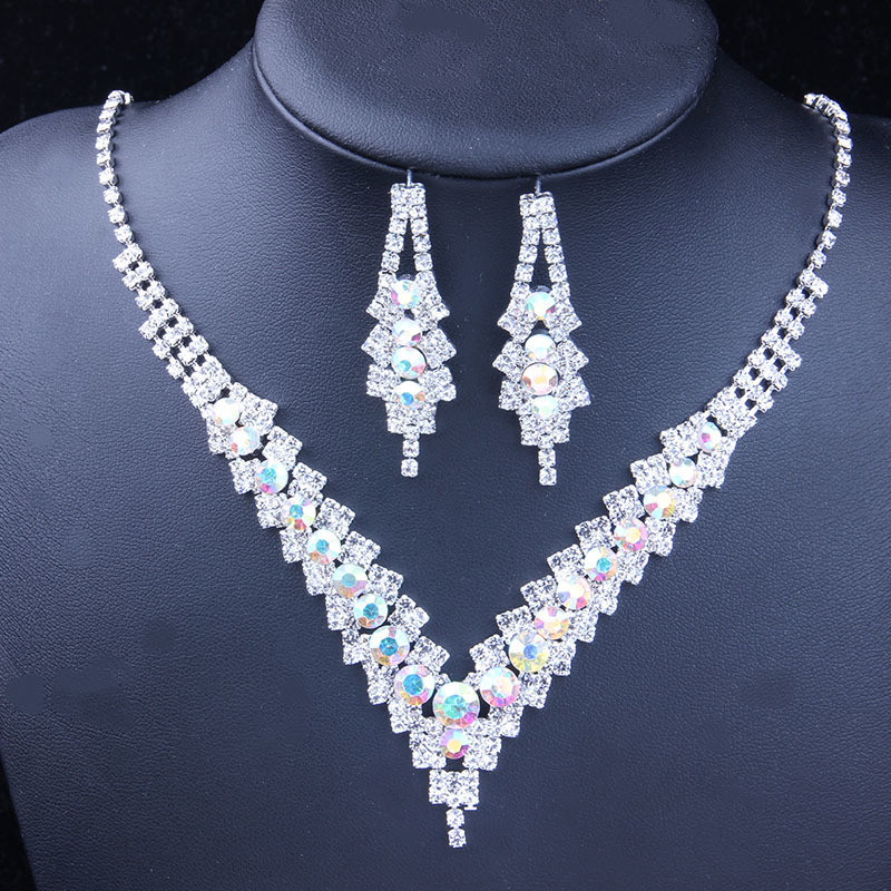 StoneFans Seturi de bijuterii de mireasă de cristal de nuntă Bijoux Mariage Femei PERLA ROSĂ ALBASTRĂ Colier de mireasă cu strasuri Set de bijuterii
