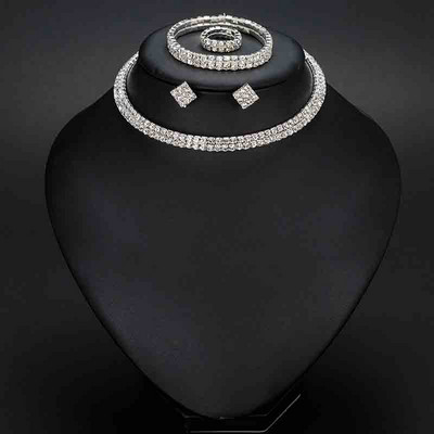 Svadobné šperky YFJEWE, 1-5 radový klasický kamienkový náhrdelník s kamienkami, náušnice a náramok, svadobné doplnky N387