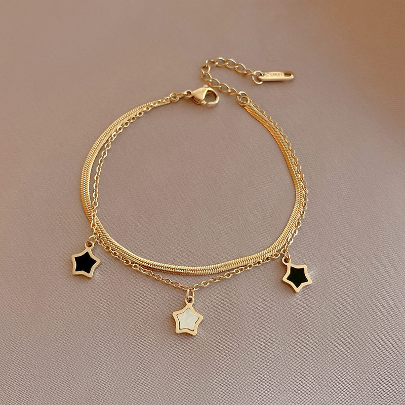 Lanț multistrat din oțel inoxidabil Shell Star Charm Colier Set de brățări pentru femei Set de bijuterii New Trend Cadouri de petrecere pentru fete