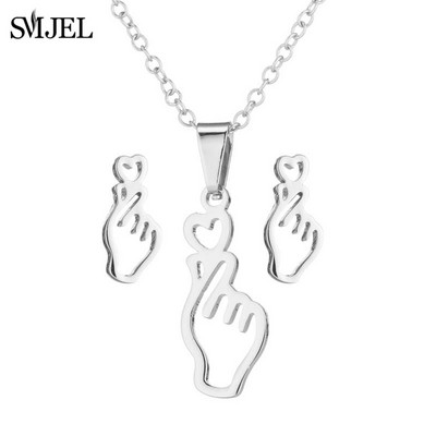 Sady šperkov z nehrdzavejúcej ocele pre ženy, minimalistický kríž, ručné pierko, EKG srdcový tep, náhrdelník, náušnice, svadobný darček