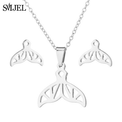 Sady šperkov z nehrdzavejúcej ocele pre ženy, minimalistický kríž, ručné pierko, EKG srdcový tep, náhrdelník, náušnice, svadobný darček