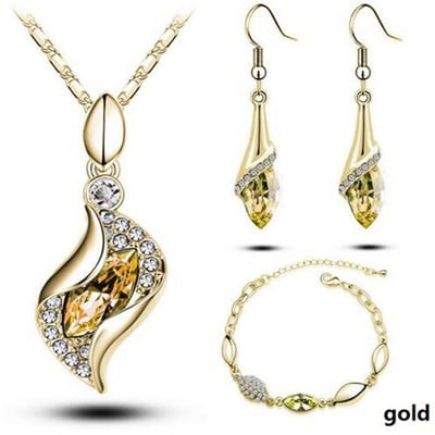 Hésziodosz Lószem Könnyes Vízcsepp Ékszerkészletek Ezüst színű Kék Osztrák kristály medál nyaklánc esküvői ékszer szett