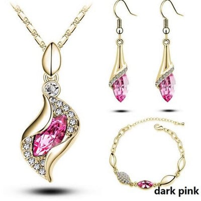 Hésziodosz Lószem Könnyes Vízcsepp Ékszerkészletek Ezüst színű Kék Osztrák kristály medál nyaklánc esküvői ékszer szett