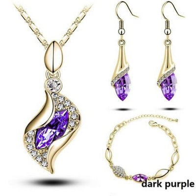 Hésziodosz Lószem Könnyes Vízcsepp Ékszerkészletek Ezüst színű Kék Osztrák kristály medál nyaklánc esküvői ékszer szett