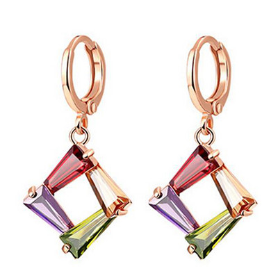 Noua sosire Seturi de bijuterii de culoare aur roz Fashion Multi-color Zircon Stone Colier Set de cercei Bijuterii pentru nunta si logodna