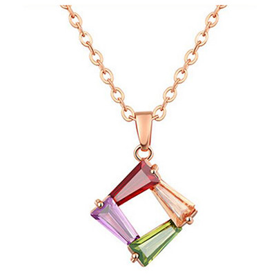 Noua sosire Seturi de bijuterii de culoare aur roz Fashion Multi-color Zircon Stone Colier Set de cercei Bijuterii pentru nunta si logodna