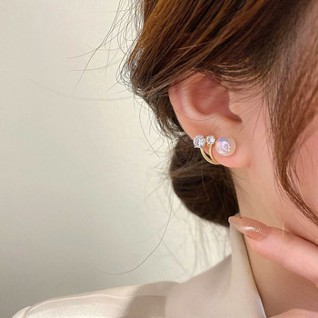 Корейски кристални обеци Метални перлени щипки за уши за жени Модни обеци с нокът за уши Момичета Елегантни модерни бижута Парти подарък