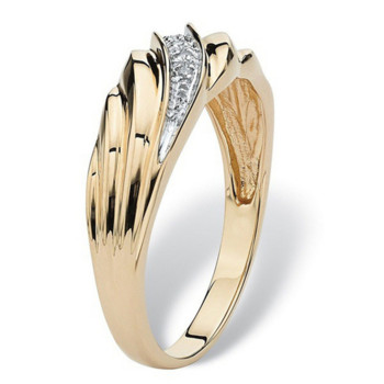 Fashion Creative Twisted Ανδρικό Γυναικείο Δαχτυλίδι Εξαιρετικό Χρυσό Χρώμα Μεταλλικό Ένθετο με Λευκό Ζιργκόν Δαχτυλίδι αρραβώνων