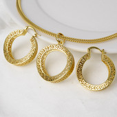 Diana Dječji setovi nakita Šuplje okrugle pozlaćene naušnice Ogrlica s privjeskom za žene Novi dizajn za vjenčanje Poklon Klasični