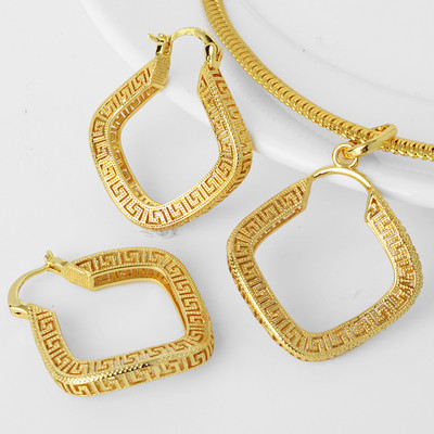 Diana Dječji setovi nakita Šuplje okrugle pozlaćene naušnice Ogrlica s privjeskom za žene Novi dizajn za vjenčanje Poklon Klasični