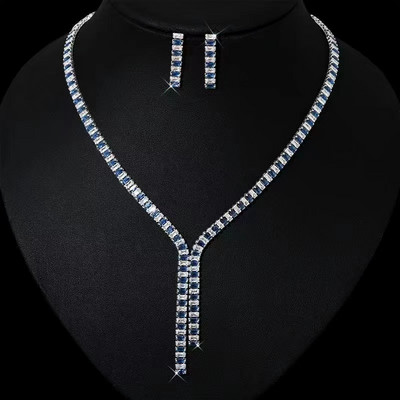 2021 Kubni cirkonij Dugačka ogrlica Setovi naušnica za mladenke Dodaci za vjenčani nakit Jolleria De Mujer De Oro za žene