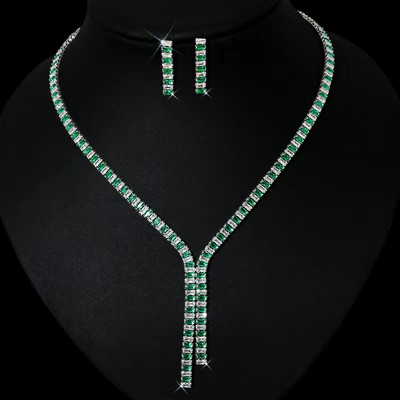 2021 Kubni cirkonij Dugačka ogrlica Setovi naušnica za mladenke Dodaci za vjenčani nakit Jolleria De Mujer De Oro za žene