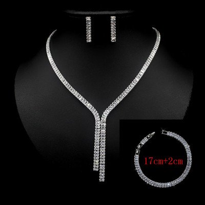 2021 Kubni cirkonij Dugačka ogrlica Setovi naušnica za mladenke Dodaci za vjenčani nakit Jolleria De Mujer De Oro za žene