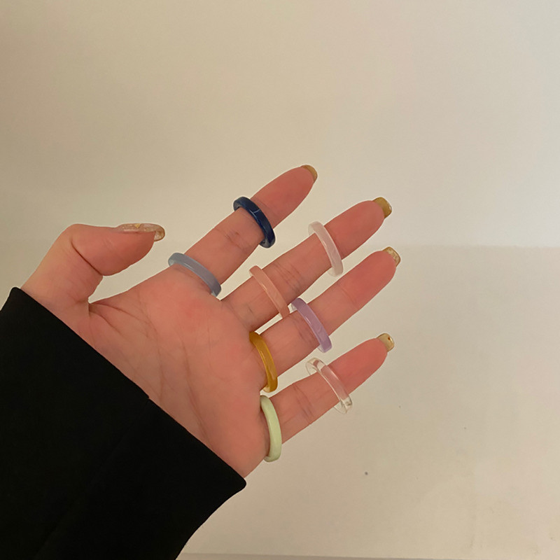 Корейски ретро пръстен с плодове с геометричен цвят Корейска версия на INS Wind Transparent Ring Момиче Пръстен с плодове в цвят бонбони