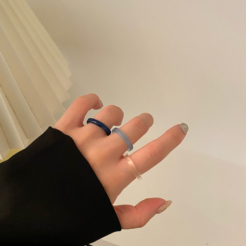 Корейски ретро пръстен с плодове с геометричен цвят Корейска версия на INS Wind Transparent Ring Момиче Пръстен с плодове в цвят бонбони