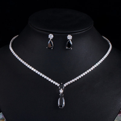 CWWZircons Top Červeno-fialové kubické zirkónie Vodná kvapka Módne dámske zásnubné šperky Sada pre svadobné družičky Darček T525