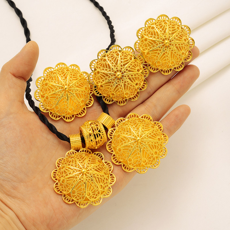 Etiopska nova modna ogrlica Komplet nakita lančane naušnice 24k zlatne boje Afrička Eritreja Habesha Vintage vjenčani nakit za mladenku