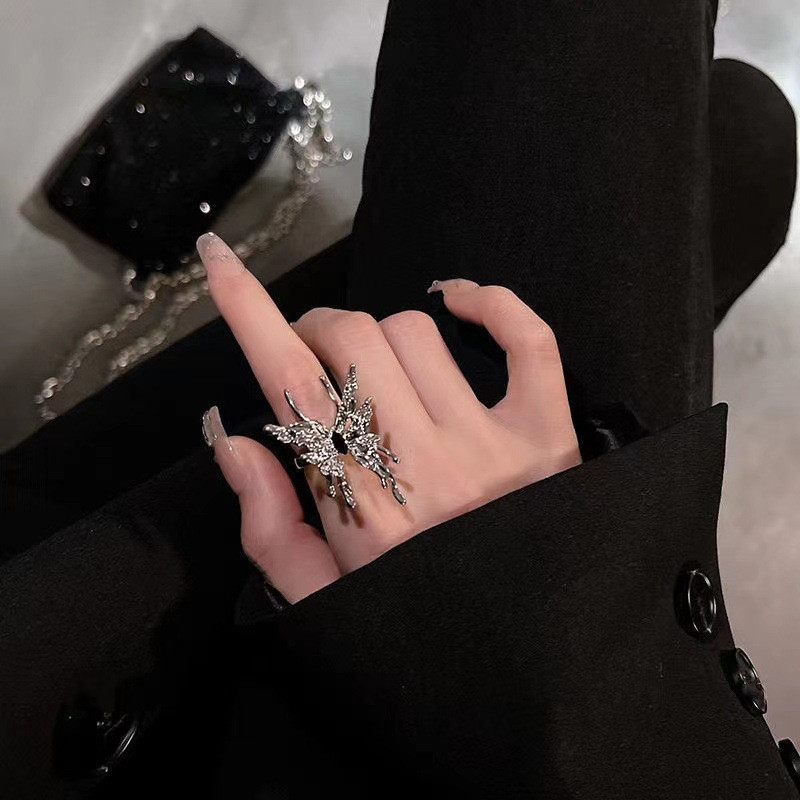 2022, vintage, punk, metal, formă lichidă, fluture, inele reglabile pentru femei, mod rafinat, inel cu insecte anime, bijuterii gotice