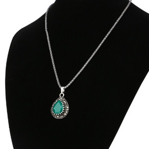 Nagy vízcsepp lógó fülbevaló vintage ékszer antik arany színű zöld gyanta nyaklánc medál női fülbevaló