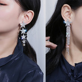 AENSOA Fashion Crystal Star Дълги обеци с капки за жени Модерни перлени пискюли AB Style Earring Gift Statement Party Jewelry 2020